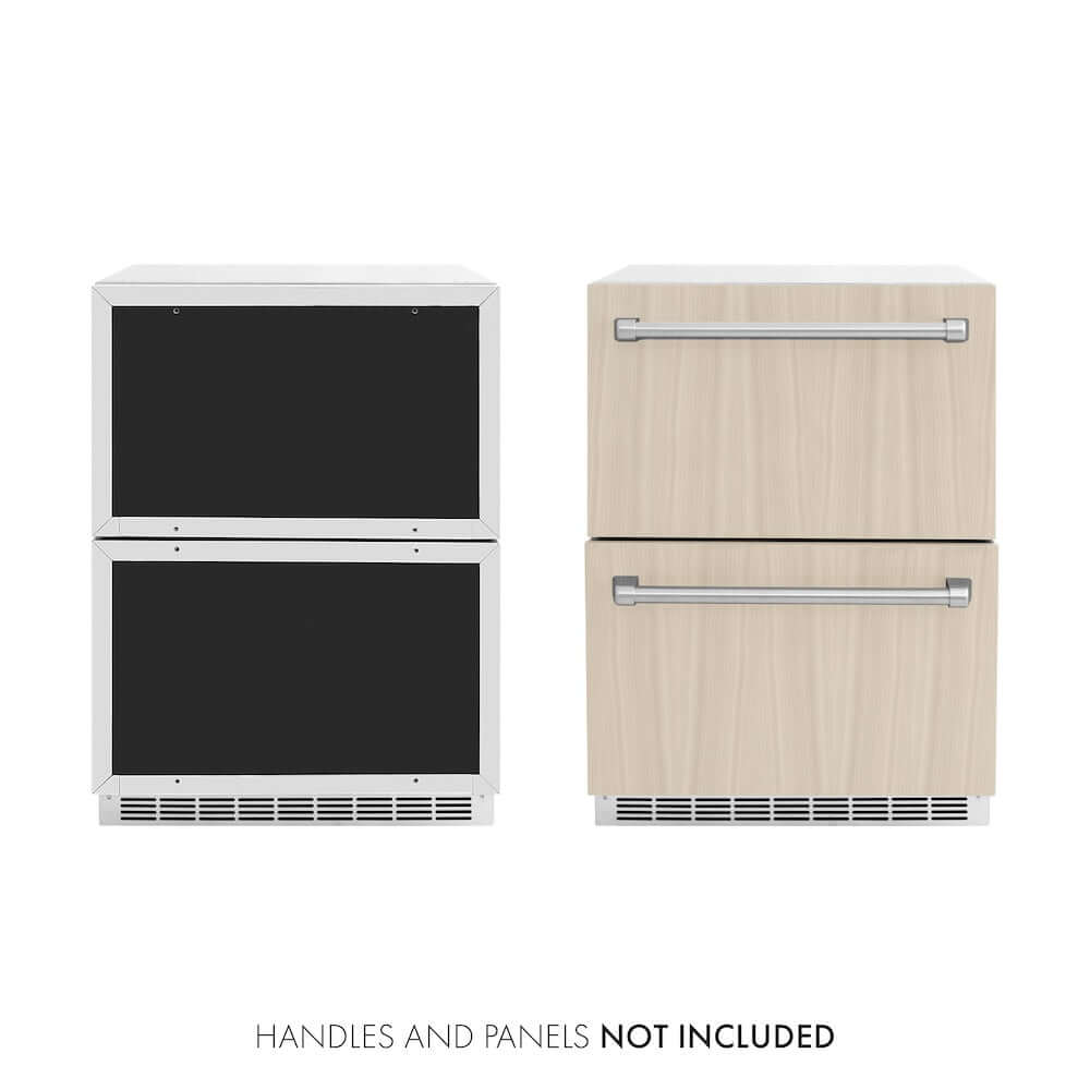 ZLINE 24 in. Touchstone 168 Can Outdoor-Rated Dual Refrigerator Drawer with Panel-Ready Doors (RDSPO-24) main image.