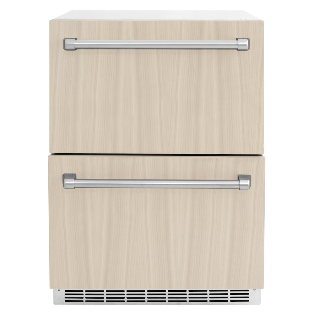 ZLINE 24 in. Touchstone 168 Can Outdoor-Rated Dual Refrigerator Drawer with Panel-Ready Doors, Open Box-Great Condition main image.
