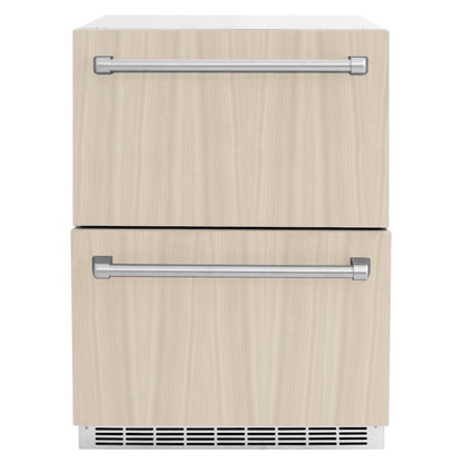 ZLINE 24 in. Touchstone 168 Can Outdoor-Rated Dual Refrigerator Drawer with Panel-Ready Doors, Open Box-Great Condition