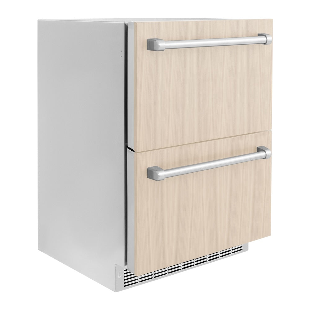 ZLINE 24 in. Touchstone 168 Can Outdoor-Rated Dual Refrigerator Drawer with Panel-Ready Doors (RDSPO-24)