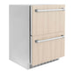 ZLINE 24 in. Touchstone 168 Can Outdoor-Rated Dual Refrigerator Drawer with Panel-Ready Doors (RDSPO-24) side, closed.