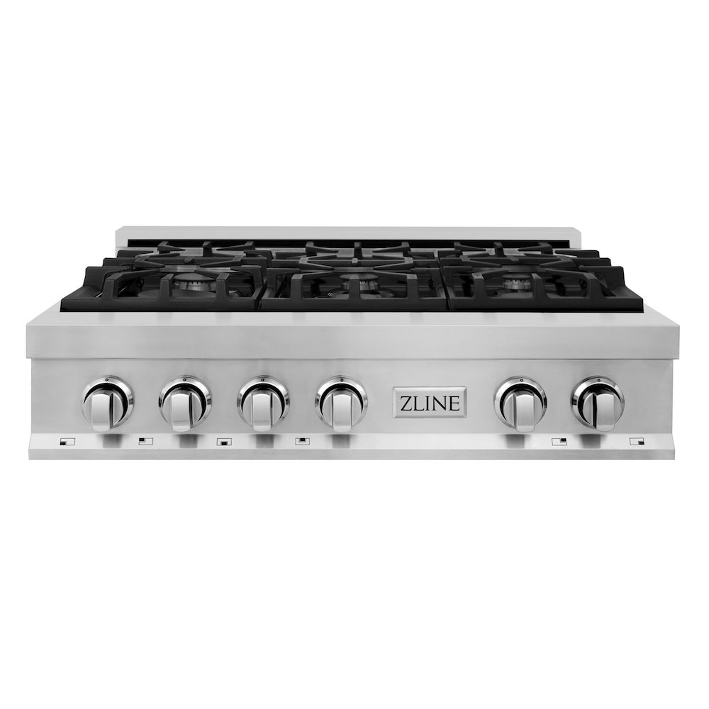 ZLINE 36 in. Legacy Gas Rangetop with 6 Burners and Porcelain Cooktop in Stainless Steel (RT36) front.