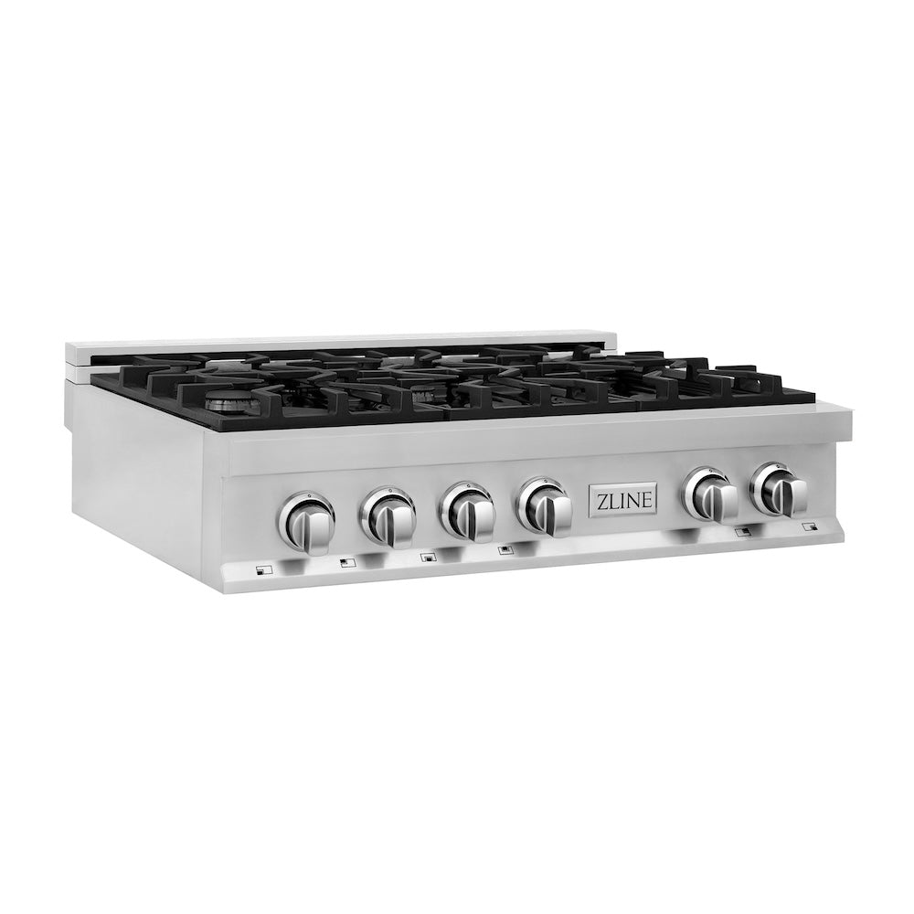 ZLINE 36 in. Legacy Gas Rangetop with 6 Burners and Porcelain Cooktop in Stainless Steel (RT36) main image.