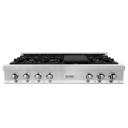 ZLINE 48 in. Legacy Gas Rangetop with 7 Burners and Porcelain Cooktop in Stainless Steel, Open Box-Good Condition