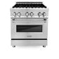 ZLINE 30 in. 4.0 cu. ft. Legacy Dual Fuel Range with 4 Burner Gas Cooktop and Electric Convection Oven in Stainless Steel with Griddle (RA-GR-30) front, oven closed.