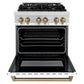 ZLINE Autograph Edition 30 in. 4.0 cu. ft. Legacy Dual Fuel Range with 4 Burner Gas Cooktop and Electric Convection Oven in Stainless Steel with White Matte Door and Champagne Bronze Accents, Open Box-Good Condition