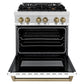 ZLINE Autograph Edition 30 in. 4.0 cu. ft. Legacy Dual Fuel Range with 4 Burner Gas Cooktop and Electric Convection Oven in Stainless Steel with White Matte Door and Champagne Bronze Accents, Open Box-Great Condition