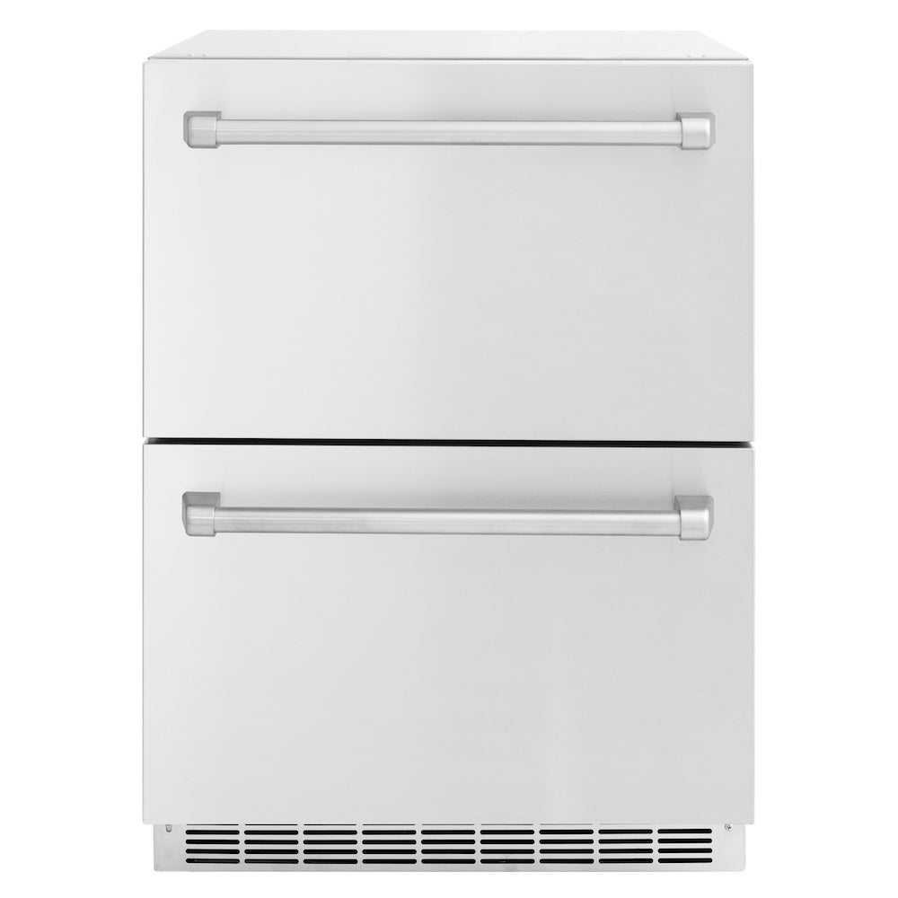 ZLINE 24 in. Touchstone 168 Can Outdoor-Rated Dual Refrigerator Drawer with Stainless Steel Doors (RDSO-ST-24)