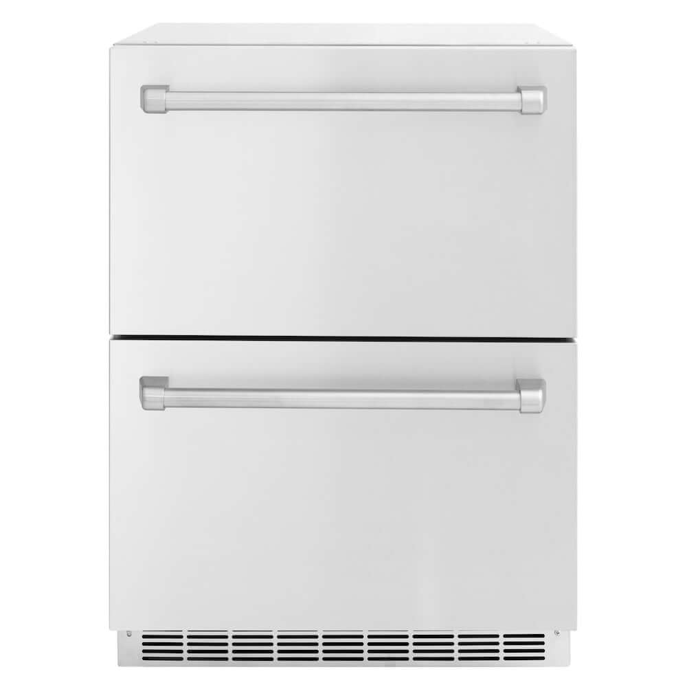 ZLINE 24 in. Touchstone 168 Can Outdoor-Rated Dual Refrigerator Drawer with Stainless Steel Doors (RDSO-ST-24) main image.