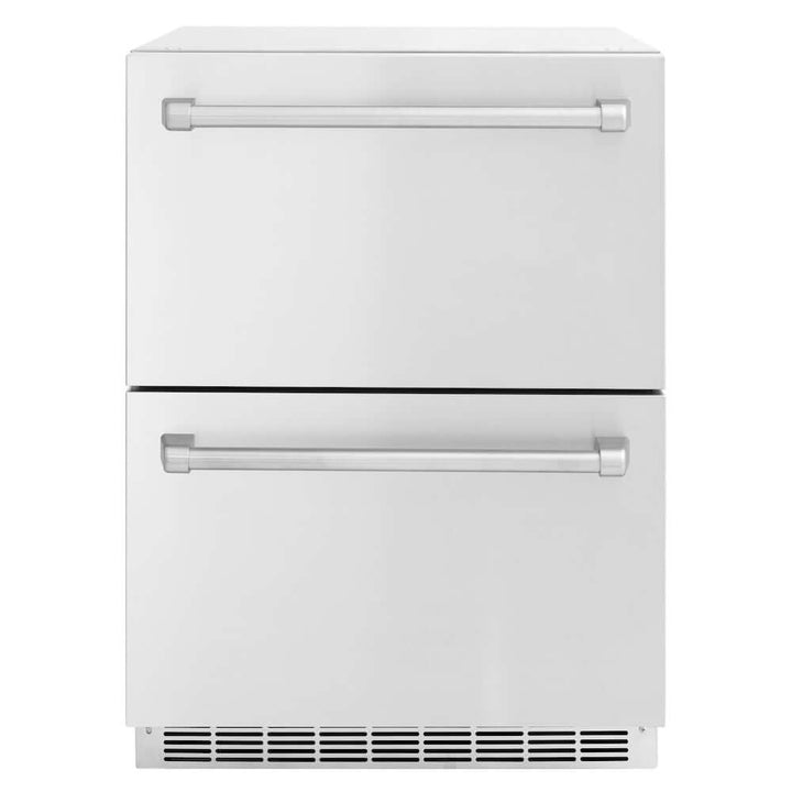 ZLINE 24 in. Touchstone 168 Can Outdoor-Rated Dual Refrigerator Drawer with Stainless Steel Doors (RDSO-ST-24)