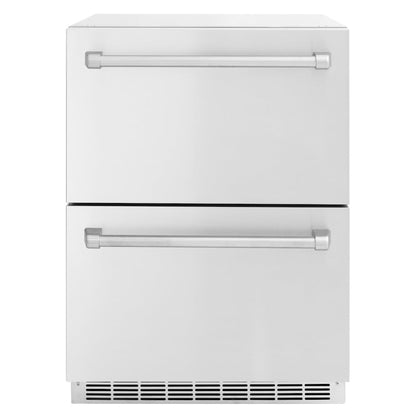 ZLINE 24 in. Touchstone 168 Can Outdoor-Rated Dual Refrigerator Drawer with Stainless Steel Doors, Open Box-Great Condition
