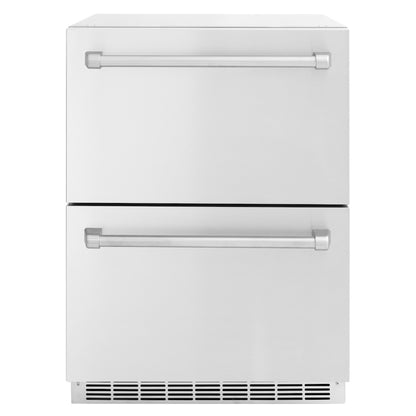 ZLINE 24 in. Touchstone 168 Can Outdoor-Rated Dual Refrigerator Drawer with Stainless Steel Doors, Open Box-Good Condition