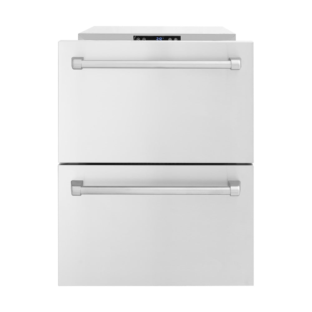 ZLINE 24 in. Touchstone 168 Can Outdoor-Rated Dual Refrigerator Drawer with Stainless Steel Doors (RDSO-ST-24)