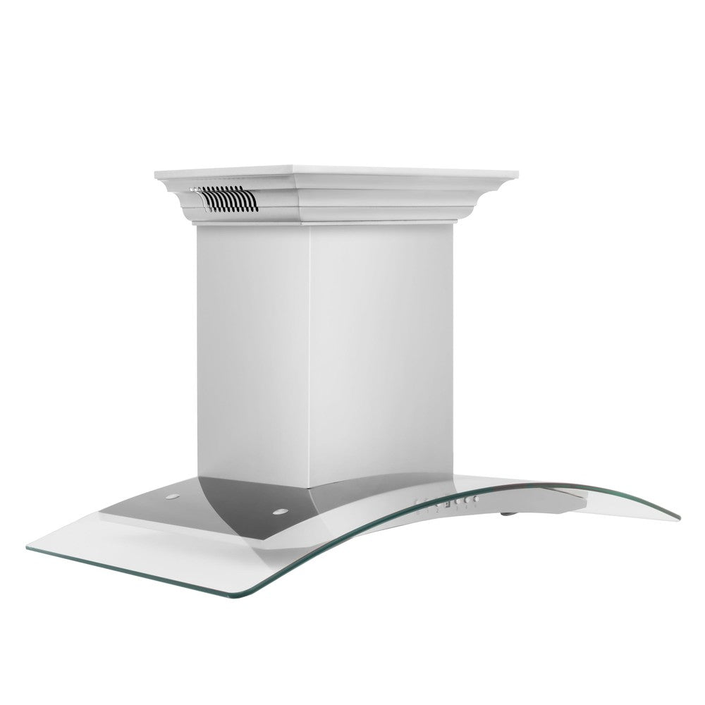 ZLINE Ducted Vent Wall Mount Range Hood in Stainless Steel with Built-in ZLINE CrownSound Bluetooth Speakers (KN4CRN-BT) side.