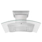 ZLINE Ducted Vent Wall Mount Range Hood in Stainless Steel with Built-in ZLINE CrownSound Bluetooth Speakers (KN4CRN-BT) front, under.