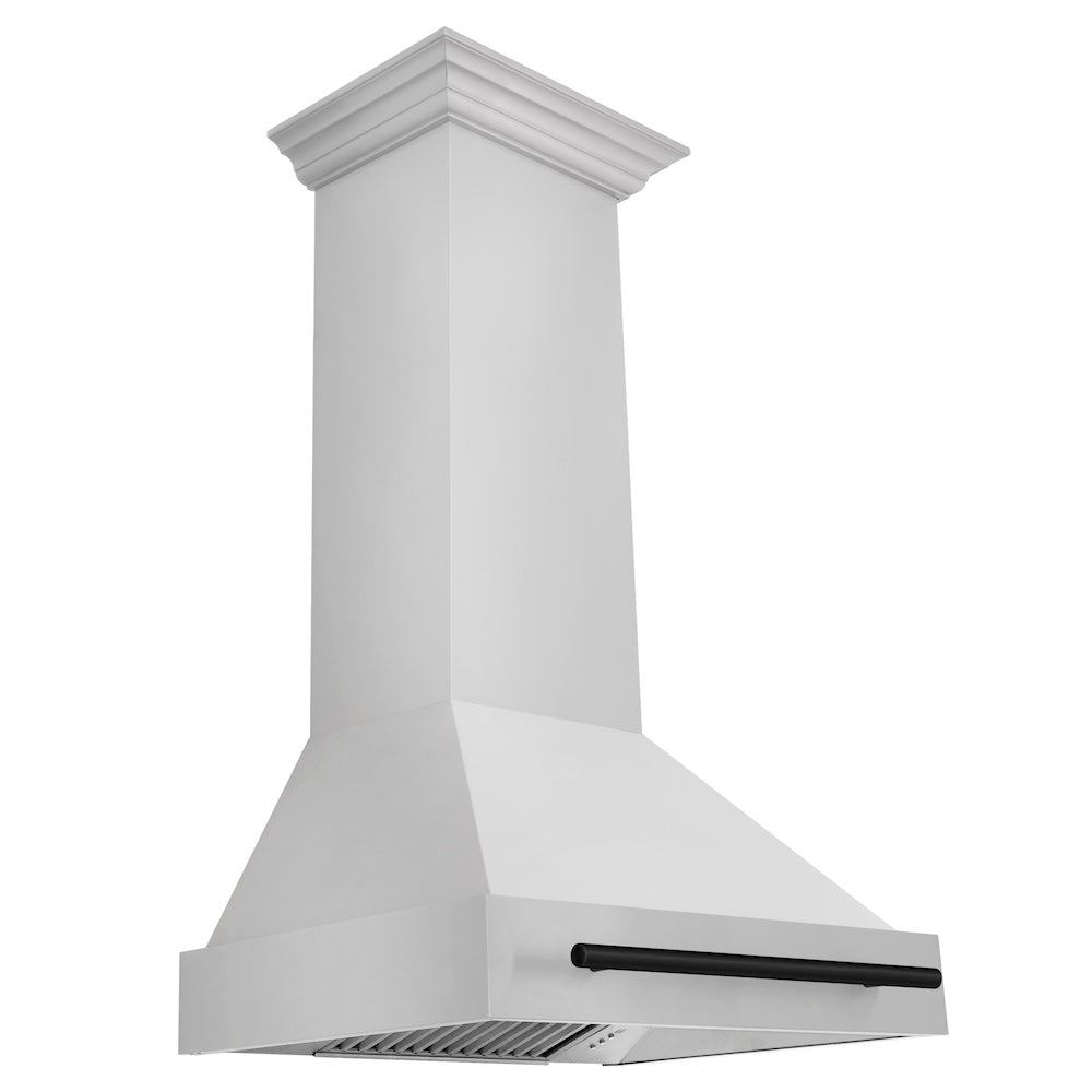 ZLINE Autograph Edition 30 in. Kitchen Package with Stainless Steel Dual Fuel Range, Range Hood and Dishwasher with Matte Black Accents (3AKP-RARHDWM30-MB)