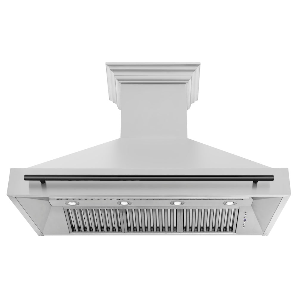 ZLINE Autograph Edition 48 in. Kitchen Package with Stainless Steel Dual Fuel Range, Range Hood, Dishwasher and Refrigeration with Matte Black Accents (4AKPR-RARHDWM48-MB)