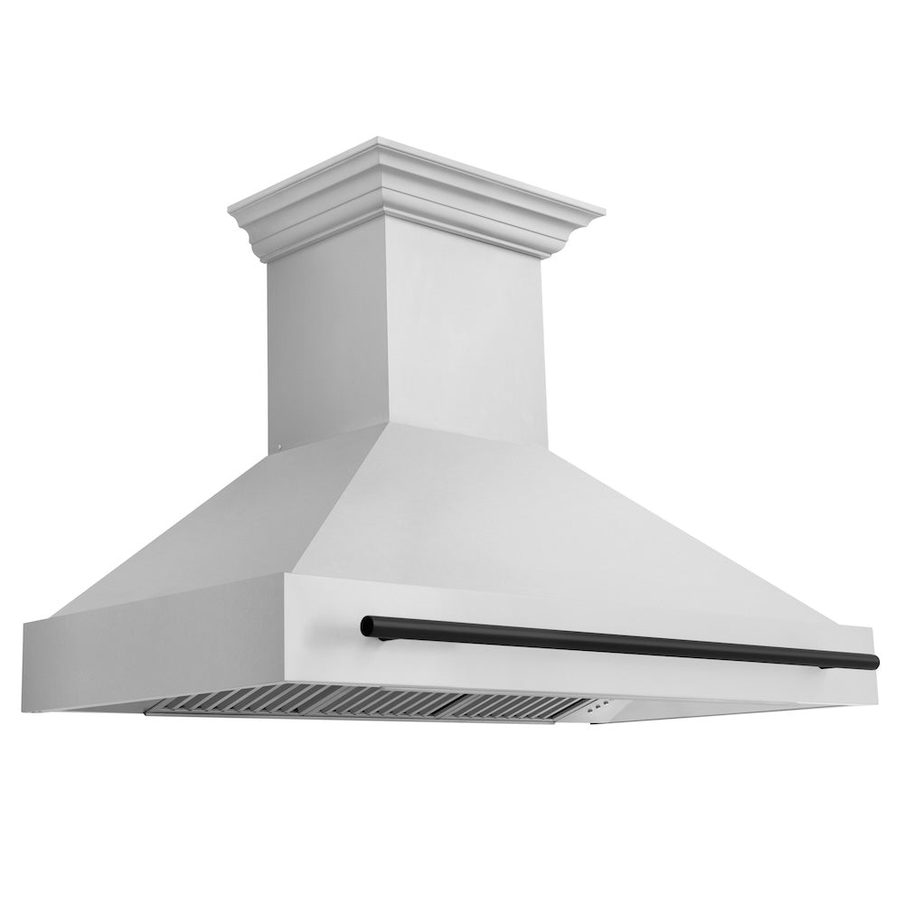 ZLINE Autograph Edition 48 in. Kitchen Package with Stainless Steel Dual Fuel Range and Range Hood with Matte Black Accents (2AKP-RARH48-MB)