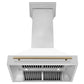 ZLINE Autograph Edition 36 in. Kitchen Package with Stainless Steel Dual Fuel Range with White Matte Door and Range Hood with Champagne Bronze Accents (2AKP-RAWMRH36-CB)