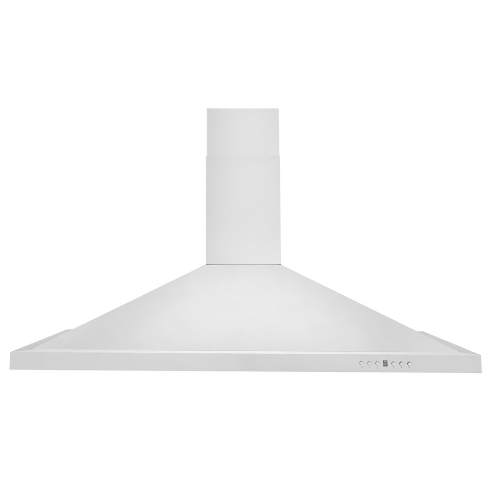 ZLINE 48 in. Kitchen Package with Stainless Steel Dual Fuel Range with White Matte Door and Convertible Vent Range Hood (2KP-RAWMRH48)