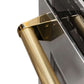 ZLINE Autograph Edition 30 in. Professional True Convection Single Wall Oven with Air Fry and Self Clean in Stainless Steel with Polished Gold Helix Handle (WASZ-30-KG) close-up of Helix handle on oven exterior showing knurled diamond texture.