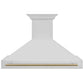 ZLINE Autograph Edition 48 in. Kitchen Package with Stainless Steel Dual Fuel Range, Range Hood, Dishwasher and Refrigeration with Champagne Bronze Accents (4KAPR-RARHDWM48-CB)