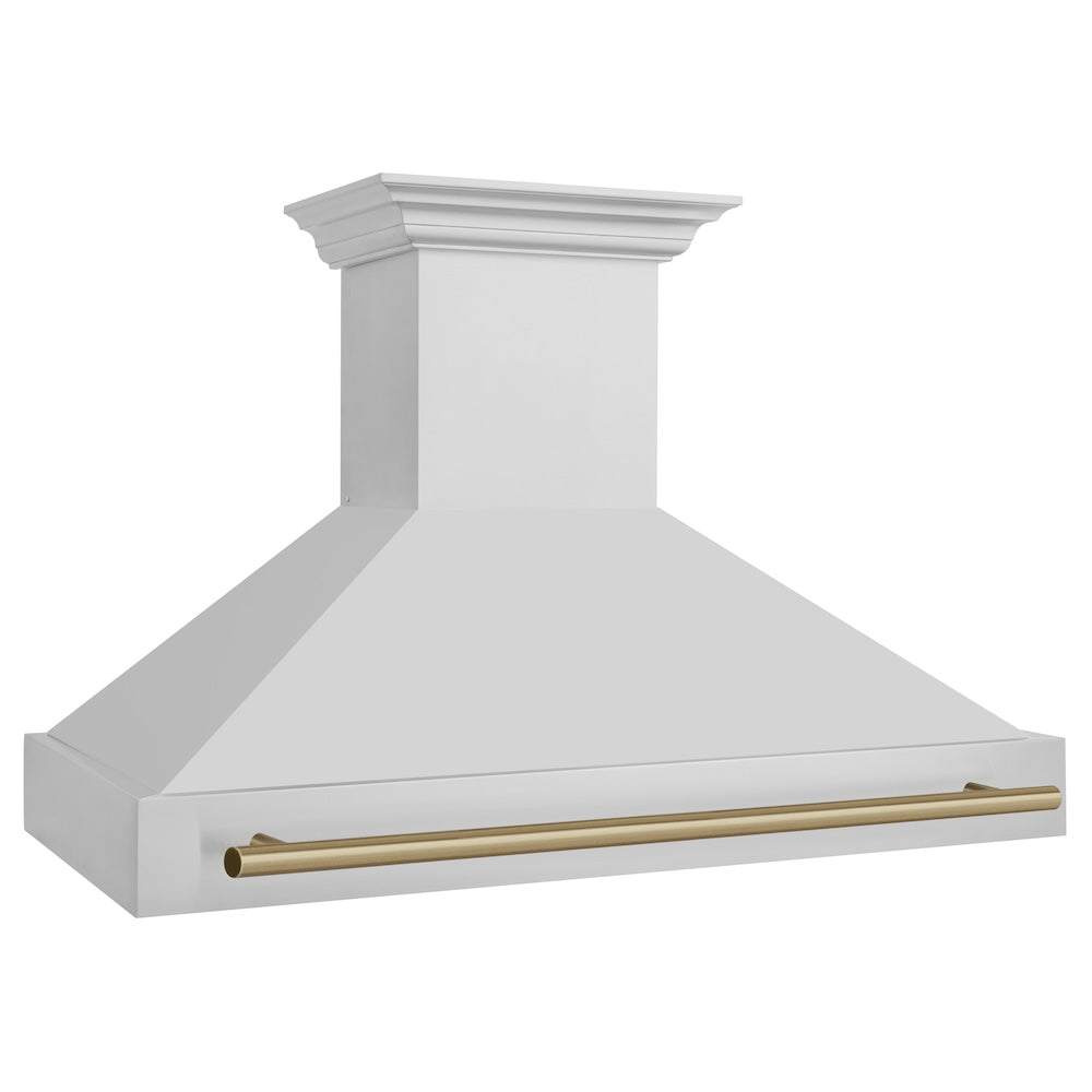 ZLINE Autograph Edition 48 in. Stainless Steel Range Hood with Stainless Steel Shell and Champagne Bronze Handle (8654STZ-48-CB) side.