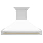 ZLINE Autograph Edition 48 in. Kitchen Package with Stainless Steel Dual Fuel Range with White Matte Door, Range Hood and Dishwasher with Polished Gold Accents (3AKP-RAWMRHDWM48-G)