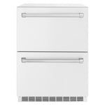 ZLINE 24 in. Touchstone 168 Can Outdoor-Rated Dual Refrigerator Drawer with White Matte Doors (RDSO-WM-24) main image.