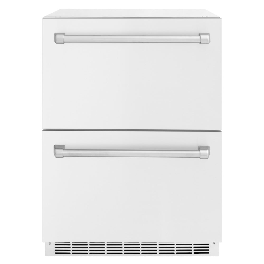 ZLINE 24 in. Touchstone 168 Can Outdoor-Rated Dual Refrigerator Drawer with White Matte Doors (RDSO-WM-24) main image.