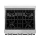 ZLINE 30 in. 4.0 cu. ft. Legacy Dual Fuel Range with 4 Burner Gas Cooktop and Electric Convection Oven in Stainless Steel with Griddle (RA-GR-30) top-down, above cooktop.