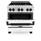 ZLINE Autograph Edition 30 in. 4.0 cu. ft. Legacy Dual Fuel Range with 4 Burner Gas Cooktop and Electric Convection Oven in Stainless Steel with White Matte Door and Matte Black Accents, Open Box-Great Condition