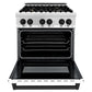 ZLINE Autograph Edition 30 in. 4.0 cu. ft. Legacy Dual Fuel Range with 4 Burner Gas Cooktop and Electric Convection Oven in Stainless Steel with White Matte Door and Matte Black Accents, Open Box-Great Condition