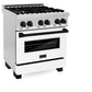 ZLINE Autograph Edition 30 in. 4.0 cu. ft. Legacy Dual Fuel Range with 4 Burner Gas Cooktop and Electric Convection Oven in Stainless Steel with White Matte Door and Matte Black Accents, Open Box-Great Condition