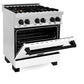 ZLINE Autograph Edition 30 in. 4.0 cu. ft. Legacy Dual Fuel Range with 4 Burner Gas Cooktop and Electric Convection Oven in Stainless Steel with White Matte Door and Matte Black Accents, Open Box-Great Condition