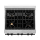 ZLINE Autograph Edition 30 in. 4.0 cu. ft. Legacy Dual Fuel Range with 4 Burner Gas Cooktop and Electric Convection Oven in Stainless Steel with White Matte Door and Matte Black Accents, Open Box-Great Condition