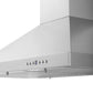 ZLINE 36 in. Convertible Vent Wall Mount Range Hood in Stainless Steel (KB-36) close-up, buttons and display from side.