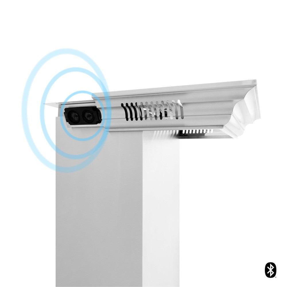 ZLINE Ducted Vent Wall Mount Range Hood in Stainless Steel with Built-in ZLINE CrownSound Bluetooth Speakers (KN4CRN-BT) 