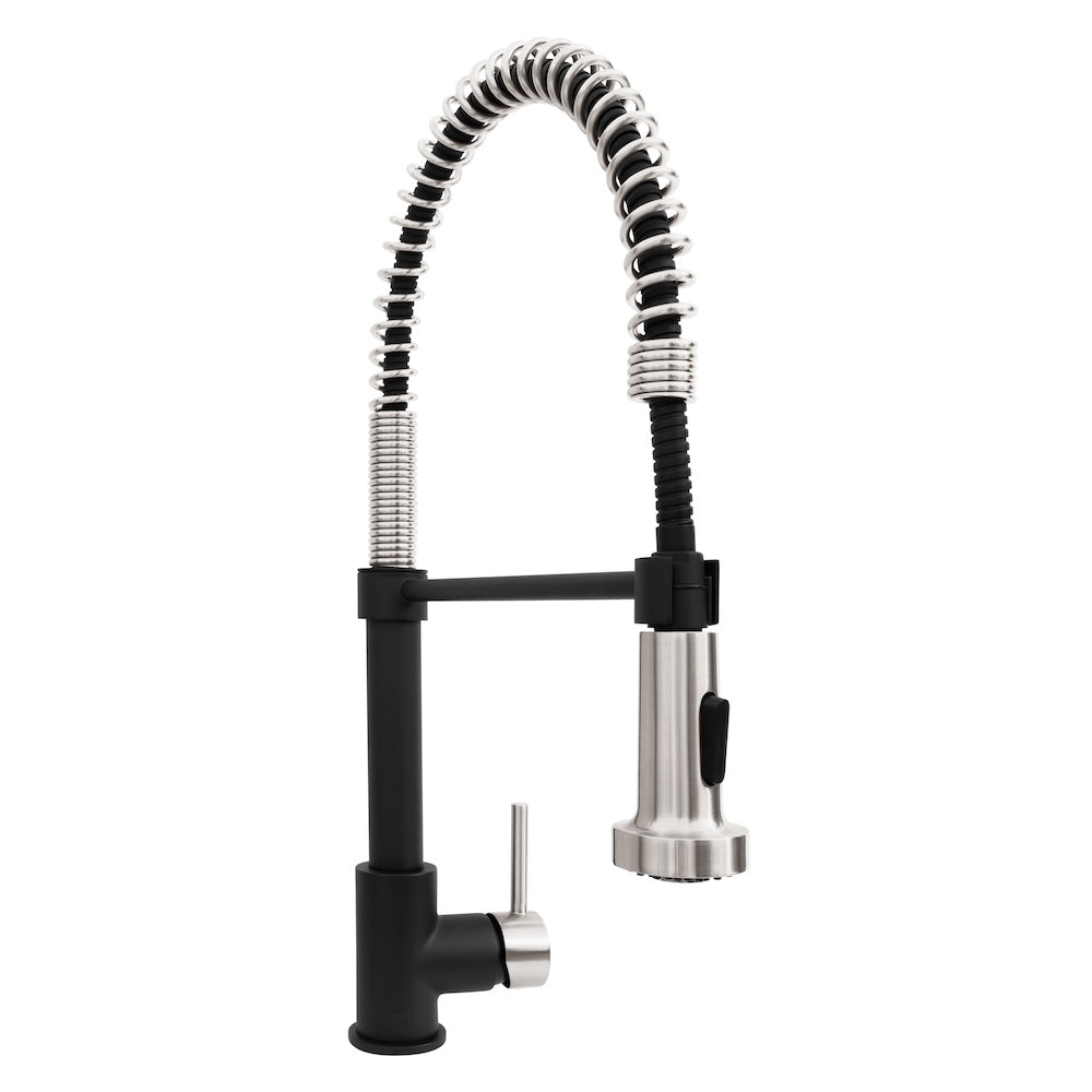 ZLINE Autograph Edition Apollo Pull-Down Spring Single-Handle Kitchen Faucet in Matte Black and Brushed Nickel (APL-KF-ZMBBN)
