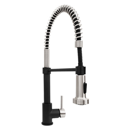 ZLINE Autograph Edition Apollo Pull-Down Spring Single-Handle Kitchen Faucet in Matte Black and Brushed Nickel (APL-KF-ZMBBN)