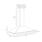 ZLINE 48 in. Stainless Steel Range Hood with Stainless Steel Handle and Colored Shell Options (KB4STX-48) dimensional diagram and measurements.