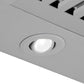 ZLINE 48 in. Stainless Steel Range Hood with Stainless Steel Handle and Colored Shell Options (KB4STX-48) built-in LED light close-up.