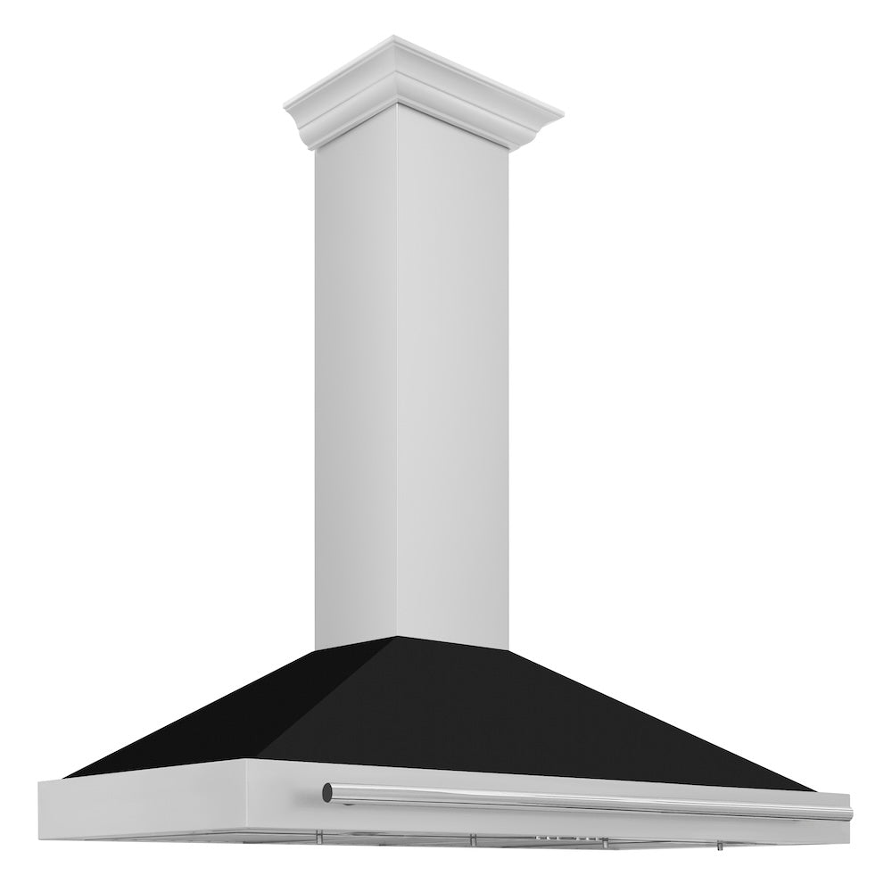 ZLINE 48 in. Stainless Steel Range Hood with Stainless Steel Handle and Colored Shell Options (KB4STX-48) Stainless Steel with Black Matte Shell
