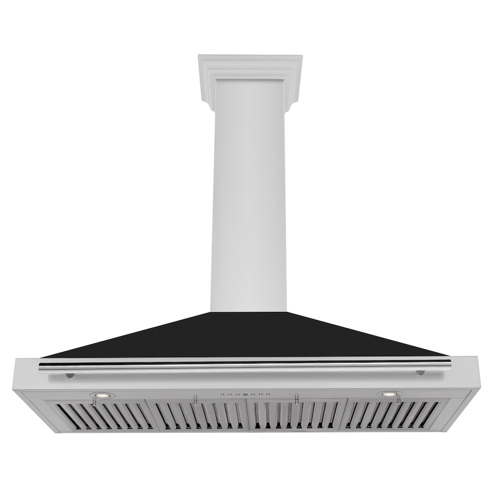 ZLINE 48 in. Stainless Steel Range Hood with Stainless Steel Handle and Colored Shell Options (KB4STX-48) front, under.