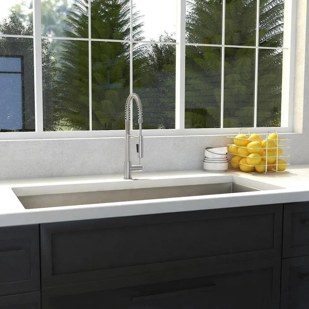 ZLINE 36 in. Meribel Undermount Single Bowl Kitchen Sink with Bottom Grid and Color Options (SRS-36) Stainless Steel