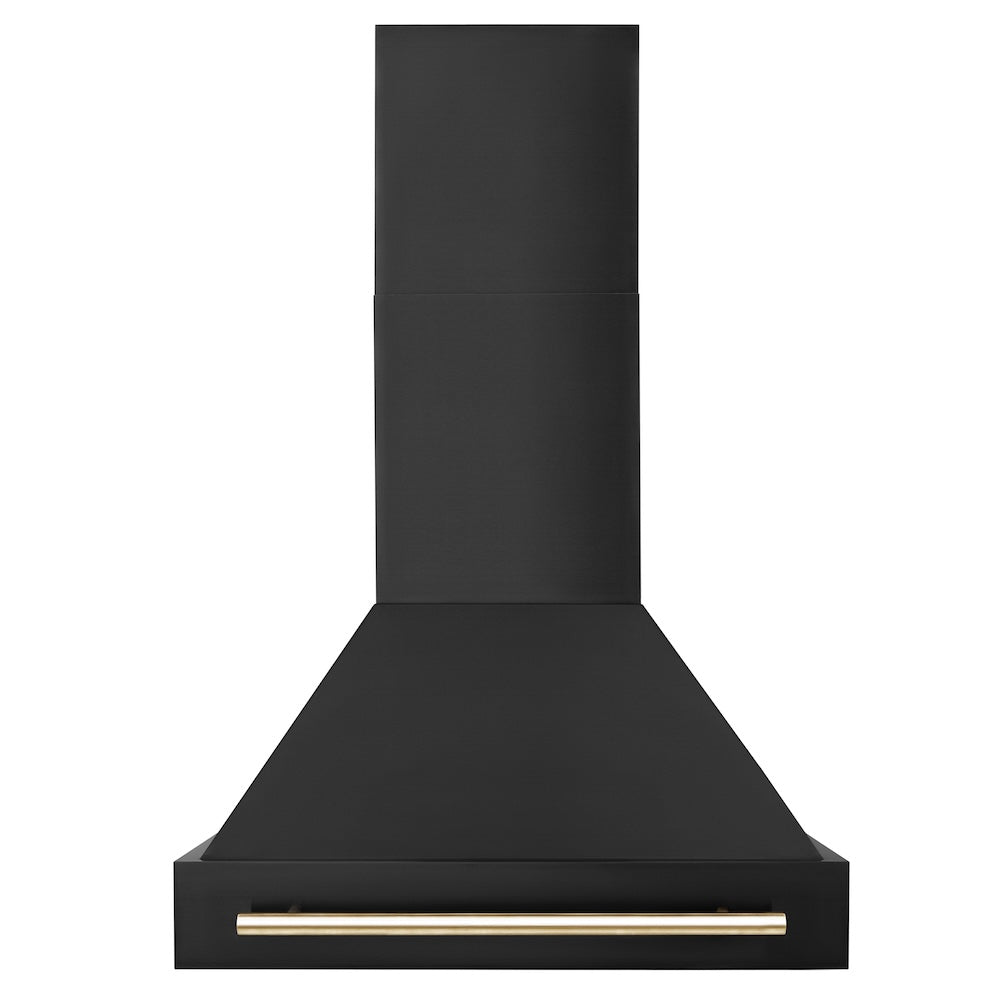 ZLINE Autograph Edition 30 in. Black Stainless Steel Range Hood with Accent Handle (BS655Z-30-CB) Champagne Bronze.