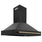 ZLINE Autograph Edition Black Stainless Steel Range Hood with Champagne Bronze Handle (BS655Z-CB)