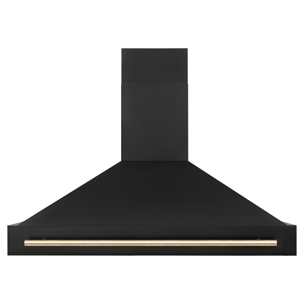 ZLINE Autograph Edition 48 in. Kitchen Package with Black Stainless Steel Dual Fuel Range and Range Hood with Polished Gold Accents (2AKP-RABRH48-G)