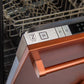 ZLINE 24 in. Copper Top Control Built-In Dishwasher with Stainless Steel Tub and Traditional Style Handle, 52dBa (DW-C-H-24) front, close-up, open.