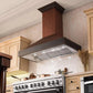 ZLINE Designer Series Wall Mount Range Hood in Hand-Hammered Copper with Oil-Rubbed Bronze Details (655-HBXXX) 